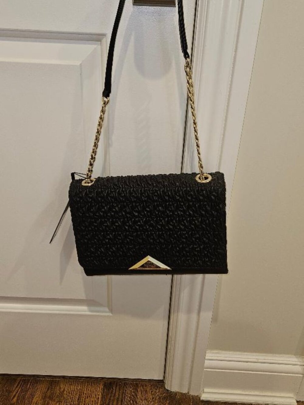 Karl Lagerfeld Paris Agyness Quilted Black Shoulder Bag, medium size
